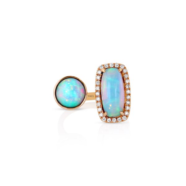 White Opal and Cushion Opal Ring