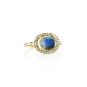 Oval Moonstone Halo Ring