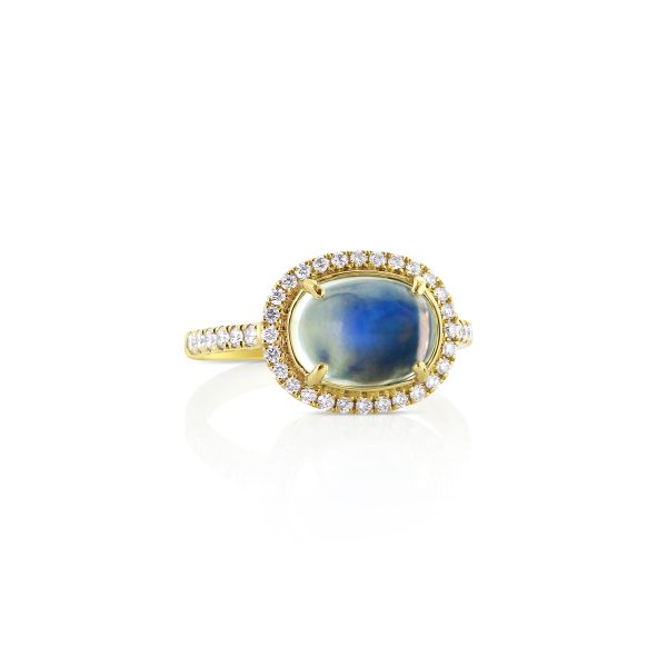 Oval Moonstone Halo Ring