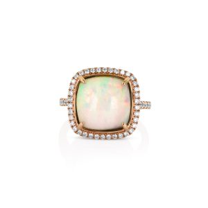White Opal and Diamond Ring