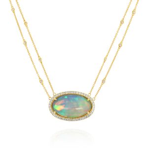 White Opal and Diamond Necklace