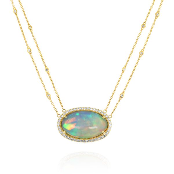 White Opal and Diamond Necklace