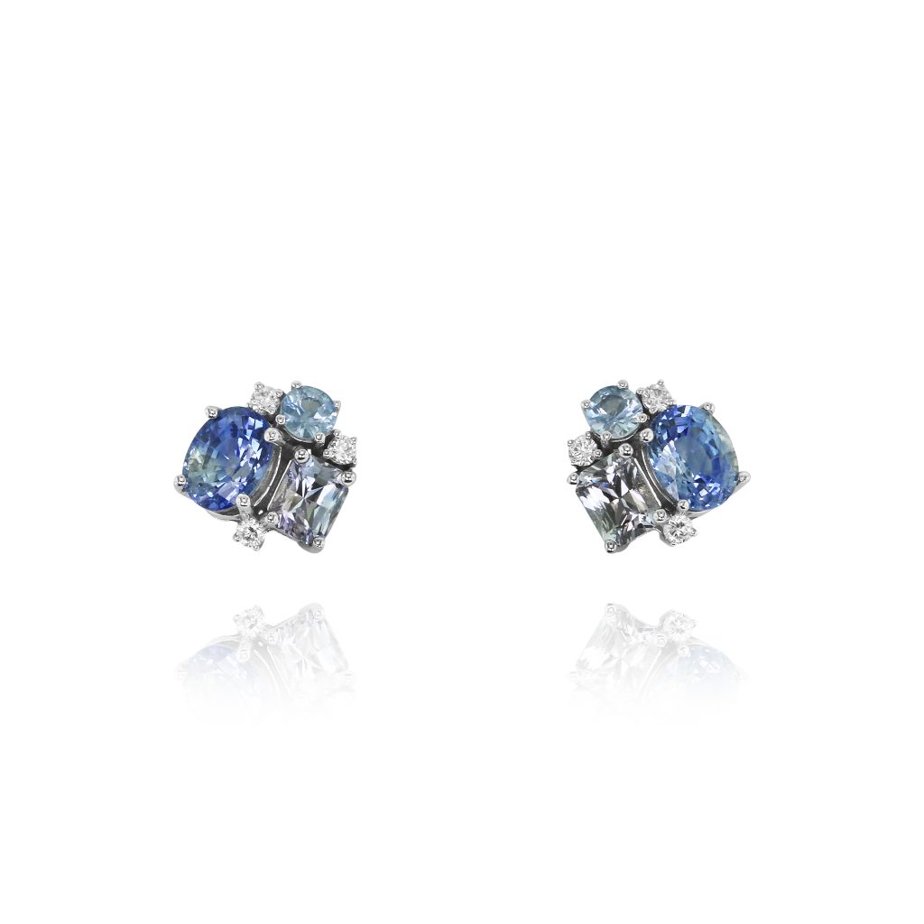 Blue Sapphire & Purple Sapphire Earrings