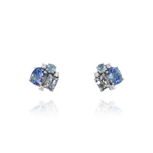 Blue Sapphire & Purple Sapphire Earrings