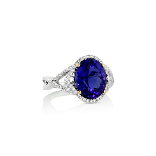 Oval Tanzanite & Diamond Halo Ring - Image 2