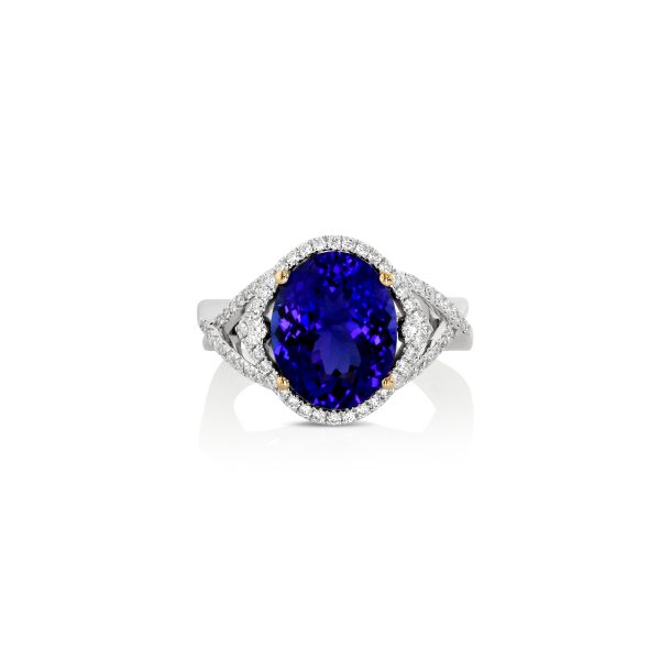 Oval Tanzanite & Diamond Halo Ring