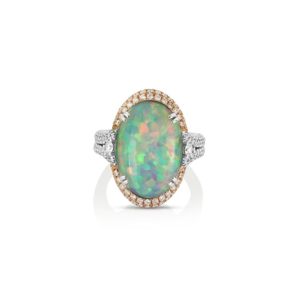 Oval White Opal and Diamond Ring - Image 2