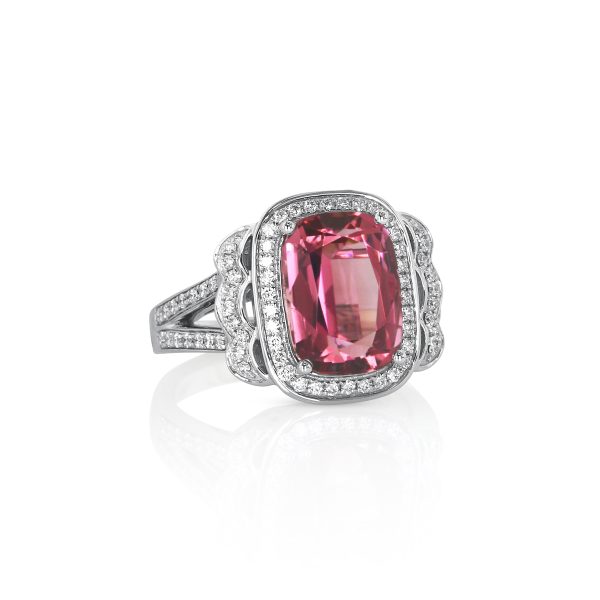 Cushion Pink Tourmaline Cocktail Ring - Image 2