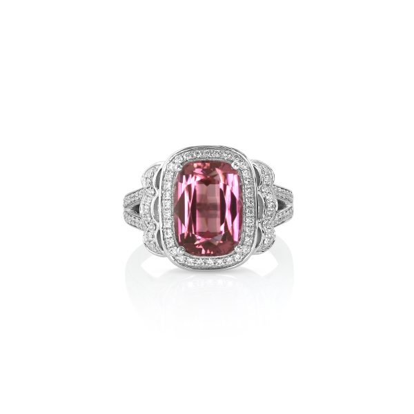 Cushion Pink Tourmaline Cocktail Ring
