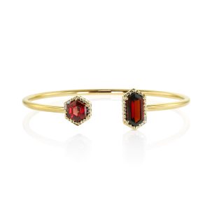 Hex & Long Hex Red Garnet Cuff