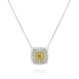 Cushion Yellow Diamond Pendant