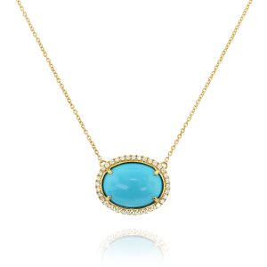 Oval Turquoise Diamond Pendant