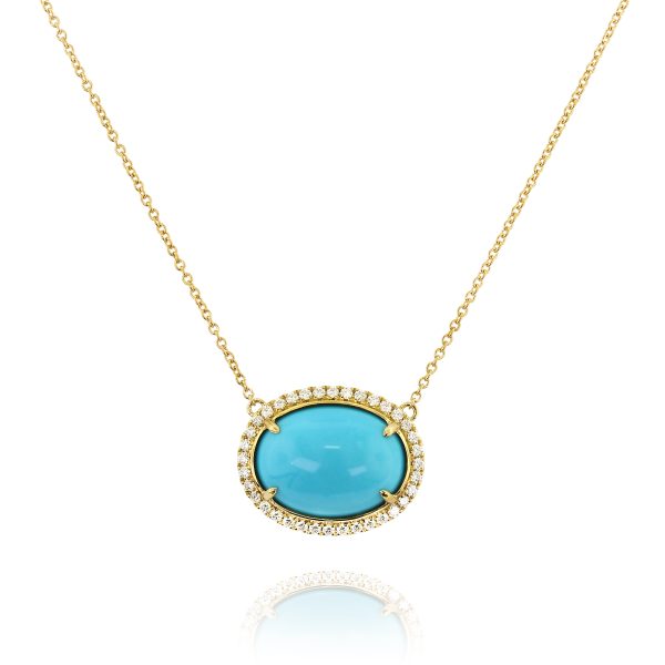 Oval Turquoise Diamond Pendant
