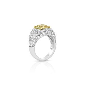 Platinum Cushion Yellow Diamond Ring