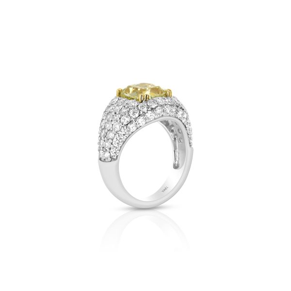 Platinum Cushion Yellow Diamond Ring