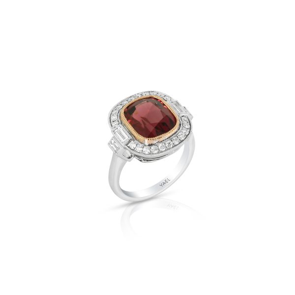 Emerald Cut Red Tourmaline Diamond Ring - Image 3