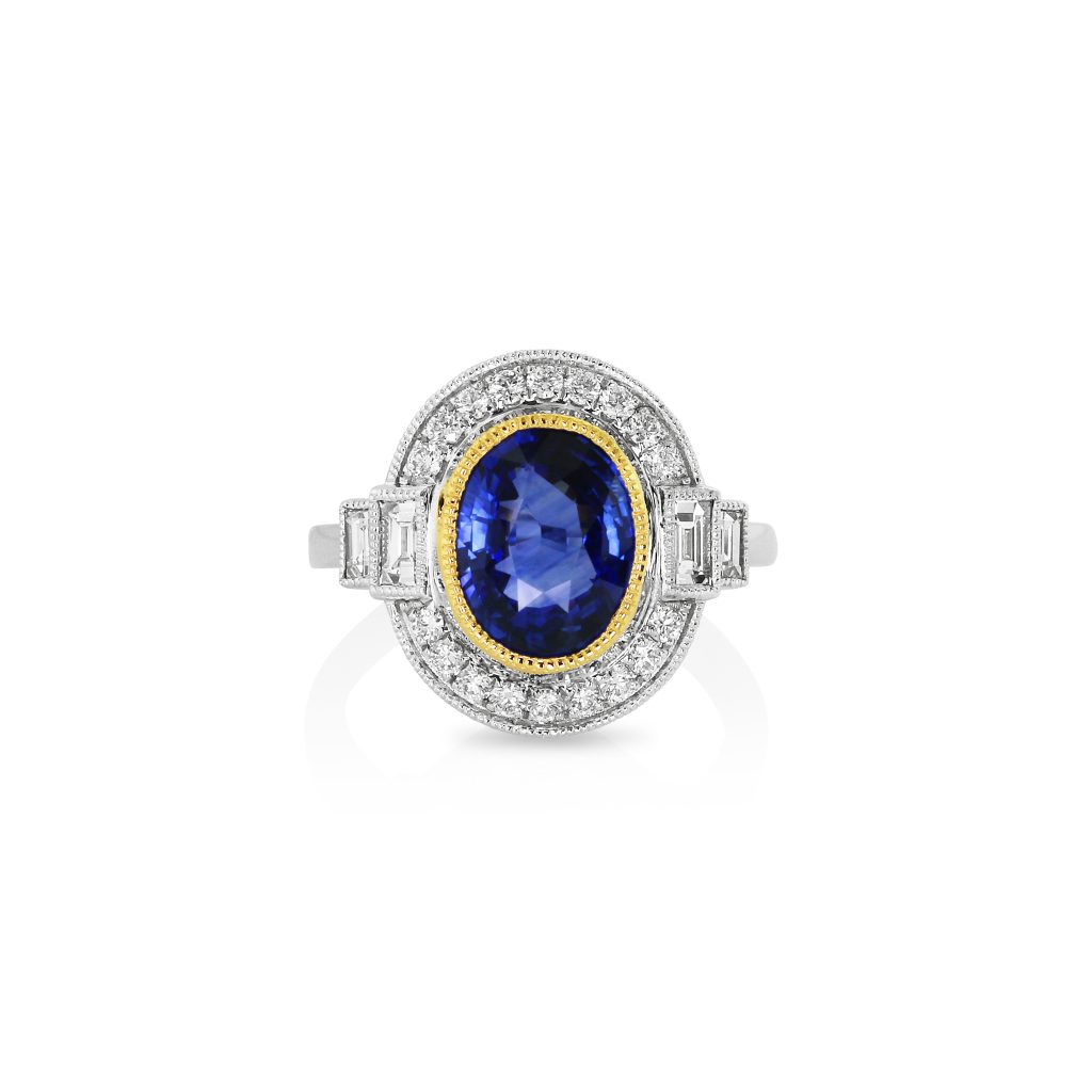 Sapphire & Diamond Oval Ring
