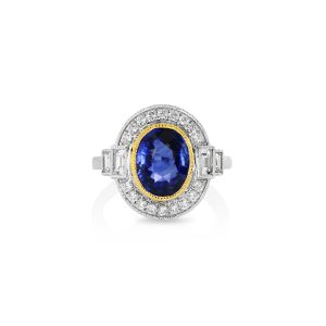 Sapphire & Diamond Oval Ring