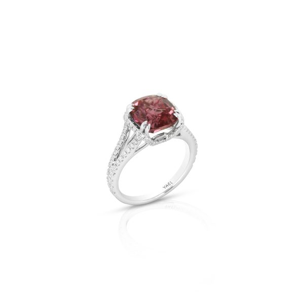 Cushion Pink Tourmaline Petite Diamond Ring - Image 3