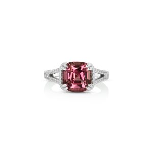Cushion Pink Tourmaline Petite Diamond Ring