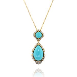 Cushion & Pear Turquoise Pendant