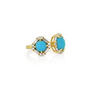 Cushion and Oval Turquoise Earrings