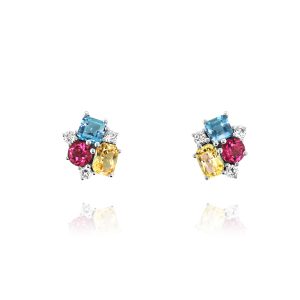 Yellow Sapphire & Rubellite Earrings
