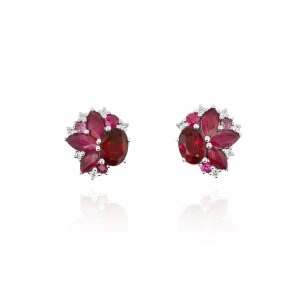 Ruby & Tourmaline Leaf Earrings