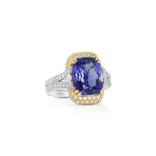 Cushion Tanzanite & Diamond Frame Ring - Image 2