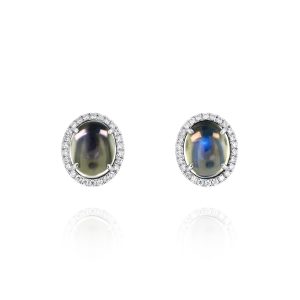 Moonstone & Diamond Studs
