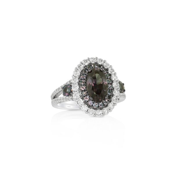 Oval Garnet Diamond Halo Ring - Image 2