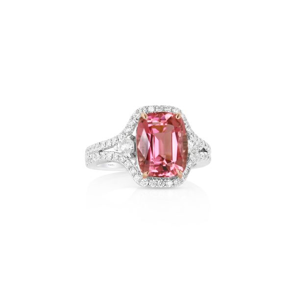 Cushion Pink Tourmaline Split Shank Ring - Image 2