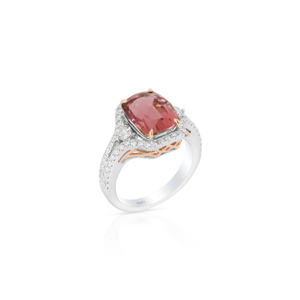 Cushion Pink Tourmaline Split Shank Ring - Image 3
