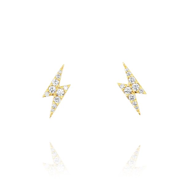Yellow Gold Lightning Bolt Diamond Earrings