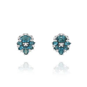 Blue Topaz & Diamond Statement Earrings