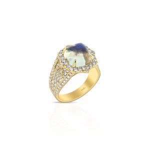 Pavé Cushion Moonstone Ring