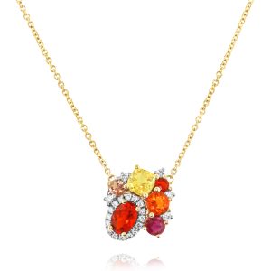 Warm Tones Gem Cluster Pendant
