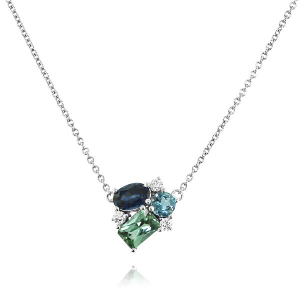 Green Tourmaline Gem Cluster Necklace