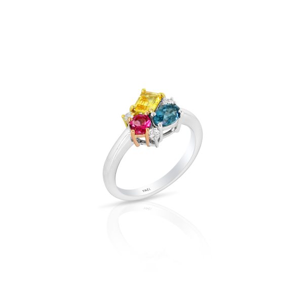 Three-Tone Blue Topaz & Sapphire Ring