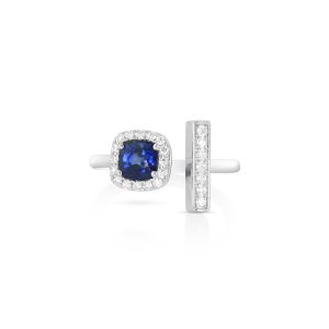 Cushion Blue Sapphire and Diamond Ring