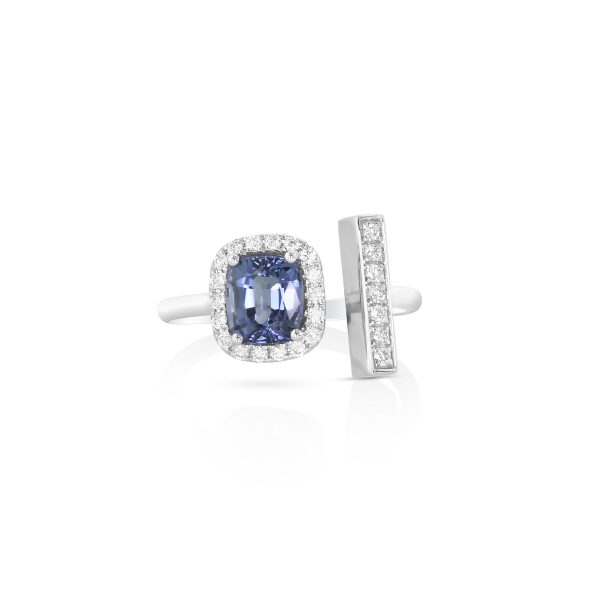 Cushion Blue Spinel Ring