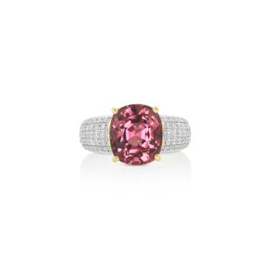Oval Pink Tourmaline Diamond Halo Ring