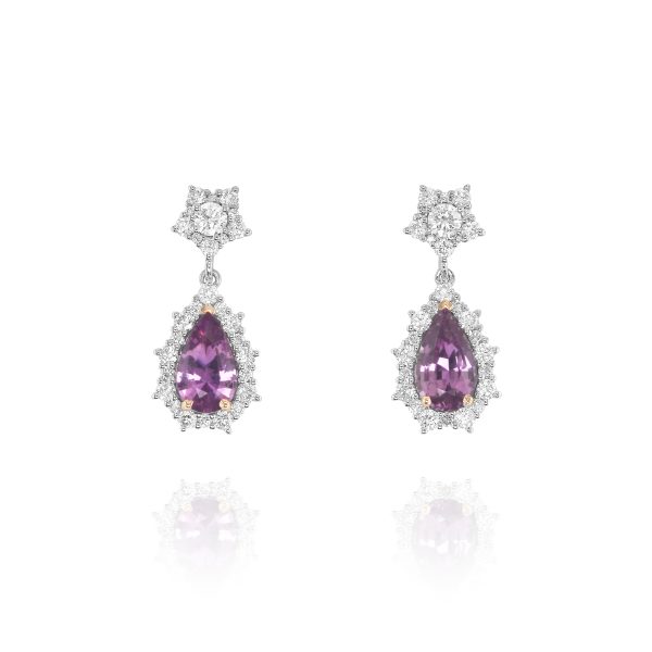 No Heat Pink Sapphire Dangle Earrings