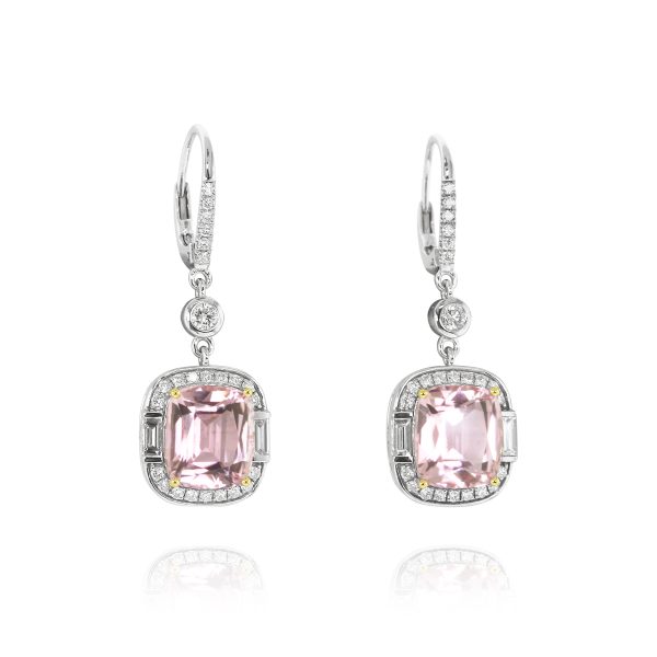 Cushion Pink Tourmaline Drop Earrings - Image 2