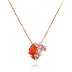 Fire Opal & Pastel Gem Pendant