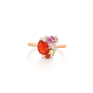 Fire Opal & Sapphire Ring
