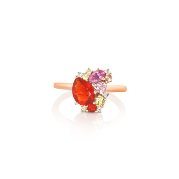 Fire Opal & Sapphire Ring