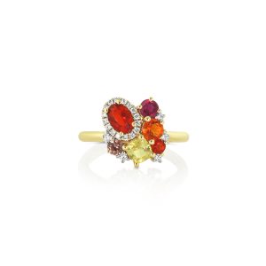 Fire Opal & Yellow Sapphire Ring