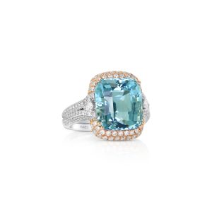 Double Halo Aquamarine Ring