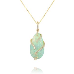 White Opal and Diamond Pendant